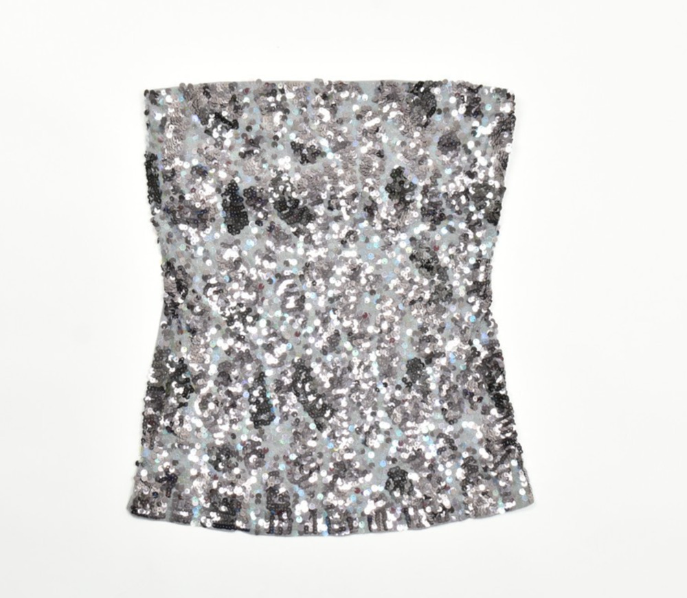 Express Women's Size M Gray Sequin Strapless Tube Top Blouse